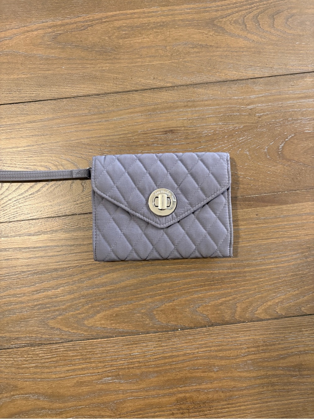 Vera Bradley Quilted Light Gray Turn-Lock Wristlet